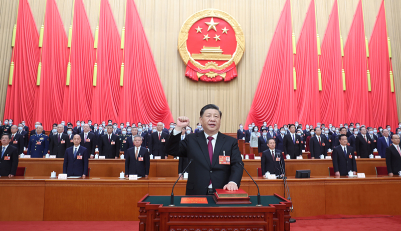 2023年3月10日，習(xí)近平進(jìn)行憲法宣誓。